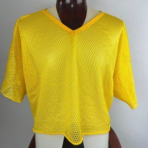 Athletic Yellow Mesh Practice Jersey XL Crop T-Shirt